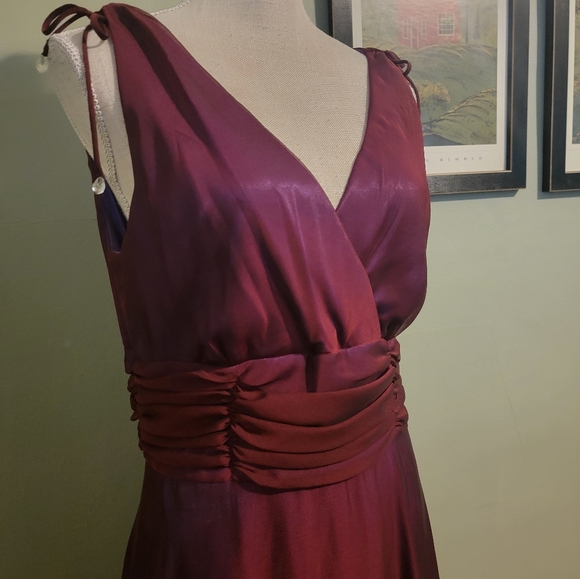 Iridescent Purple Maroon Patra Dress Size 12 V Neck Full Skirt Formal m67 - Picture 4 of 10